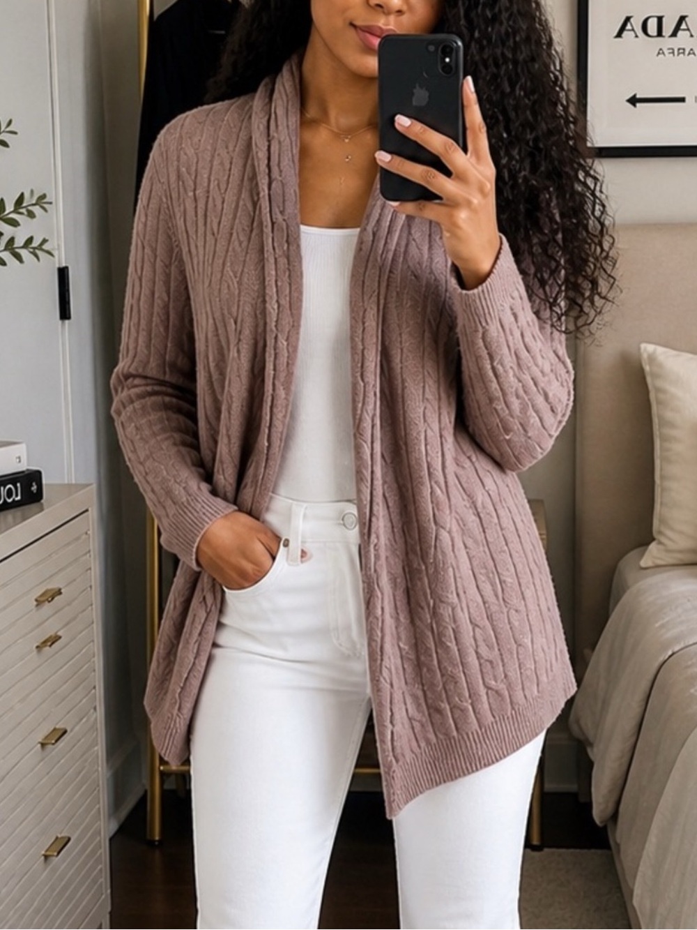 White + Warren Blush Knit Top XS